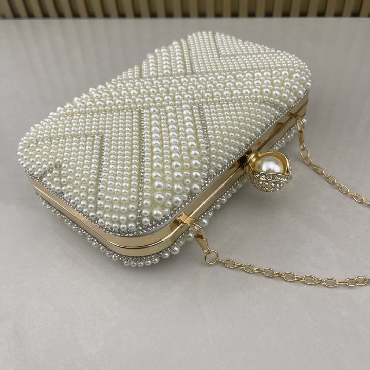 Pearl-Embellished Evening Clutch