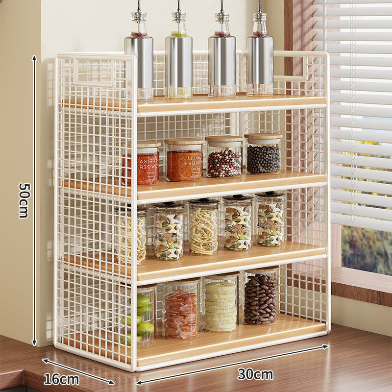 Compact Two-Tier Metal Grid Countertop Spice and Pantry Jar Organizer