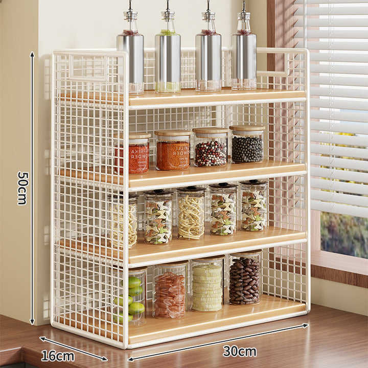 Compact Two-Tier Metal Grid Countertop Spice and Pantry Jar Organizer