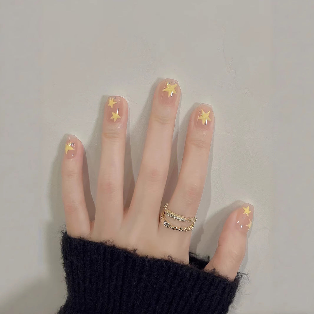 Decorative Press-On Nail Art Set with Star Motifs