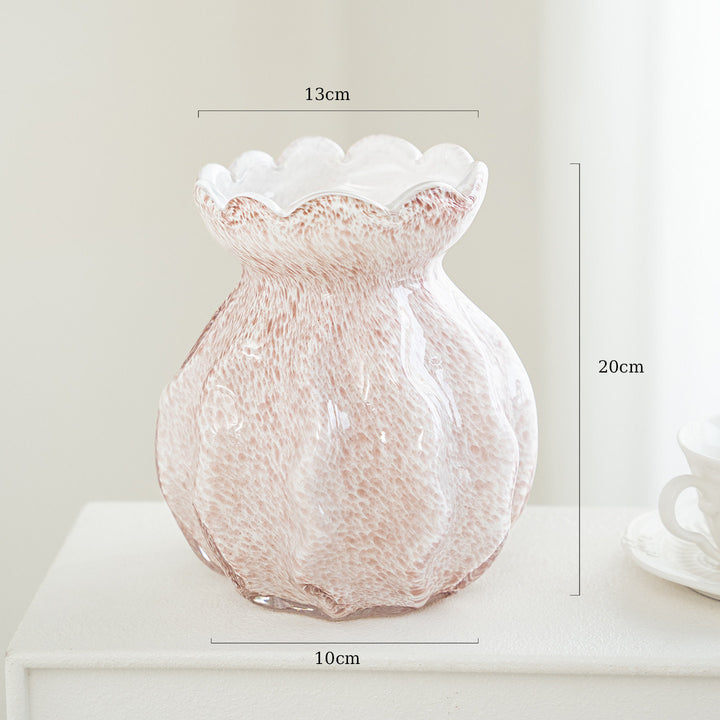 Handblown Scalloped-Rim Textured Glass Accent Vase Stornfield