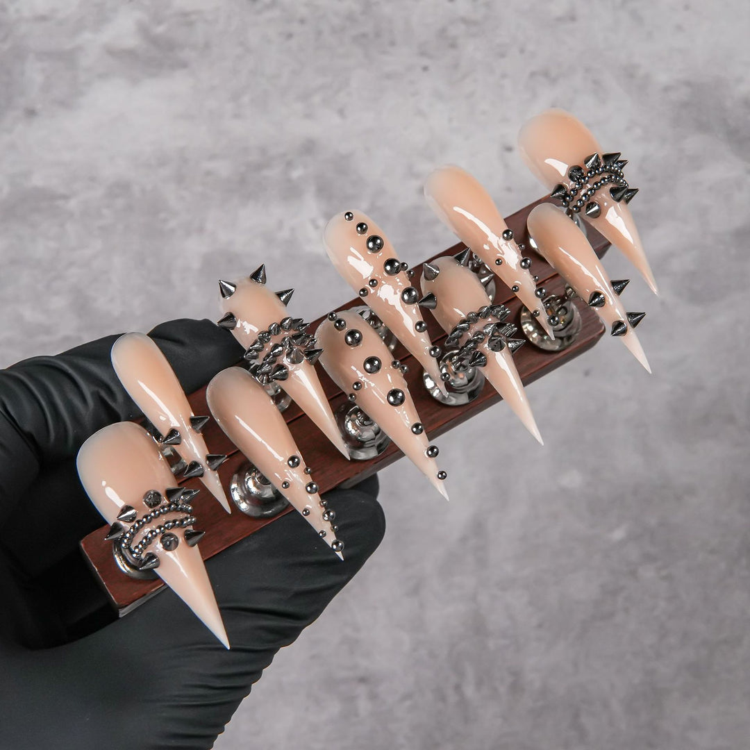 Stiletto Press-On Nail Enhancements with Gem Accents