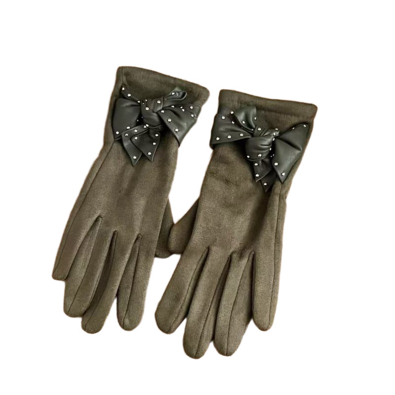 Elegant Bow-Embellished Touchscreen Gloves Stornfield