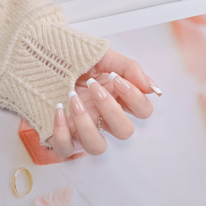 Elegant French Tip Press-On Nails Stornfield
