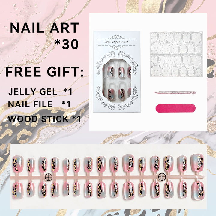 Artistic Press-On Nail Set with Floral Accents Stornfield