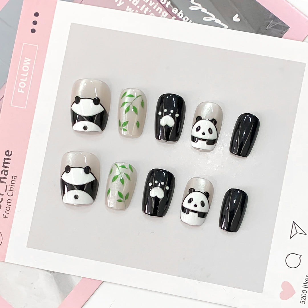 Creative art nails with panda design Stornfield
