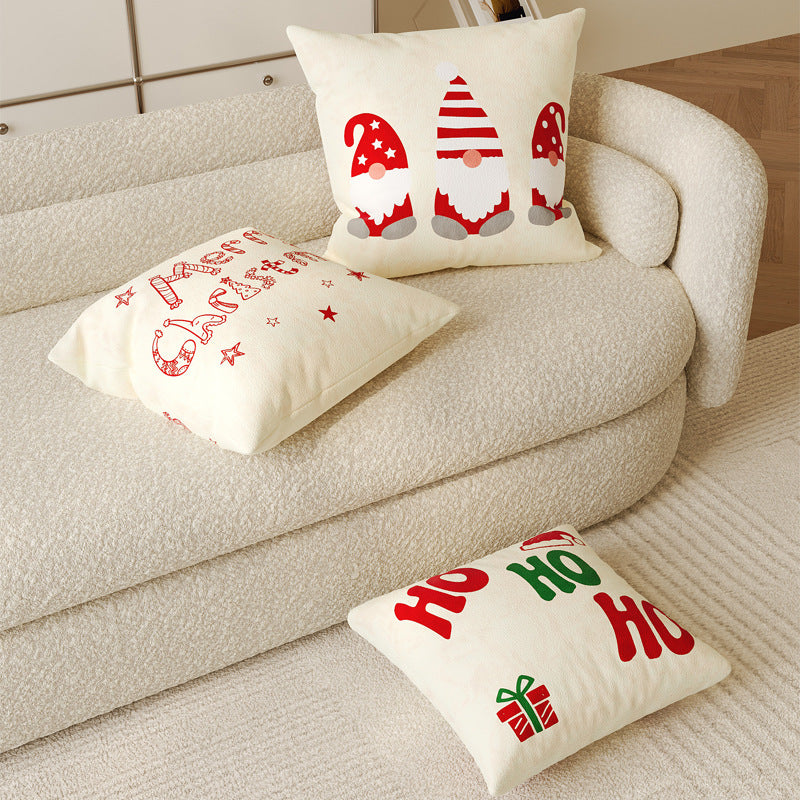 Decorative Holiday Merry Christmas Cotton-Linen Throw Pillow Cover