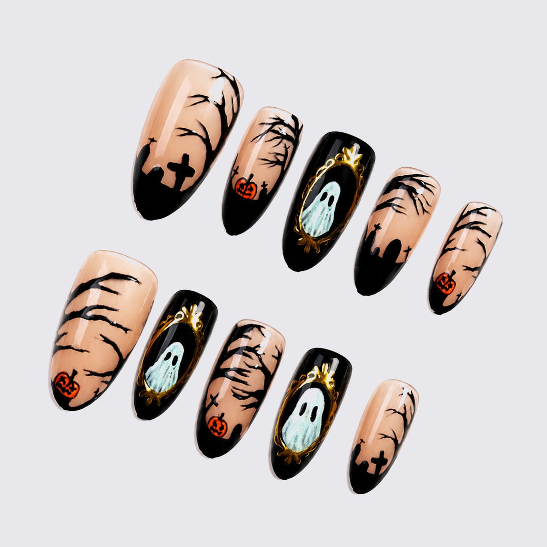 Creative Halloween Nail Art Set with Ghost and Pumpkin Designs Stornfield
