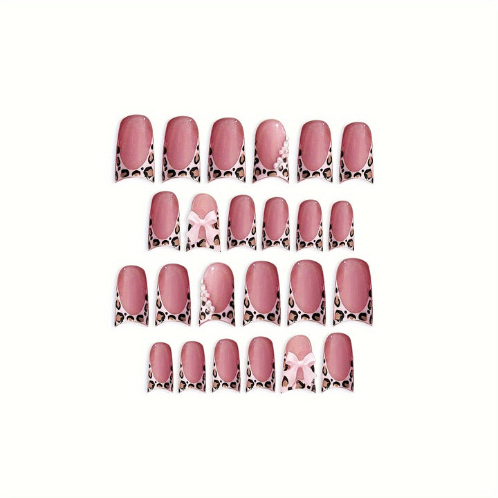 Glamorous Floral and Leopard Print Press-On Nail Art Stornfield