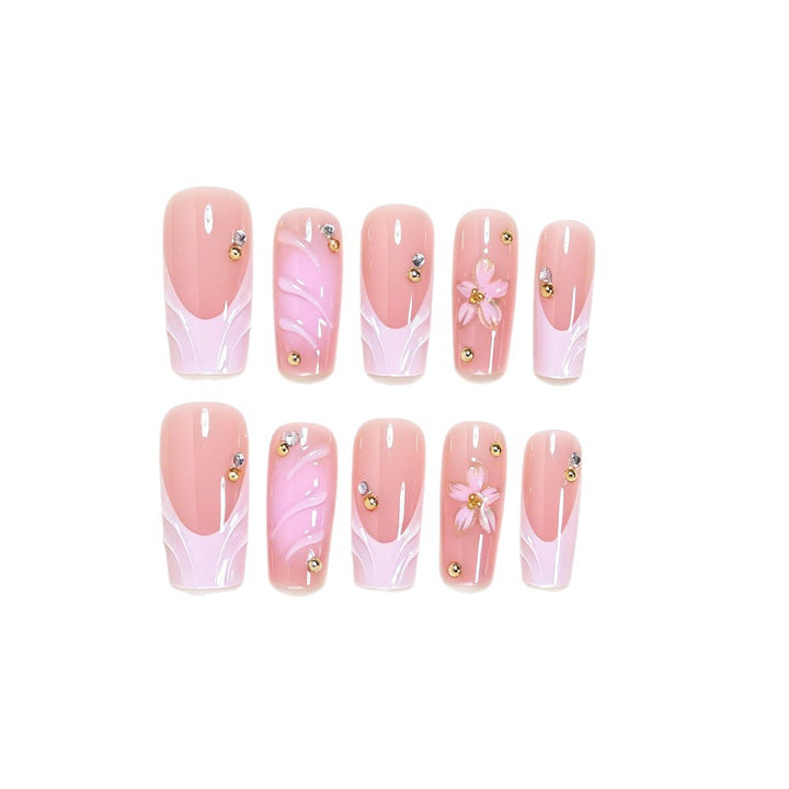 Elegant Floral Nail Art Press-On Set Stornfield