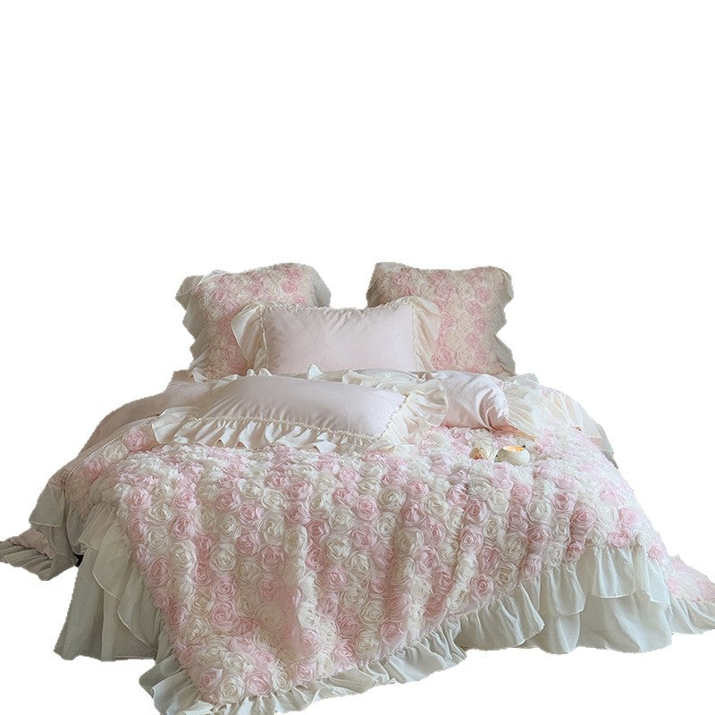 Luxury Floral Ruffled Duvet Cover Bedding Set