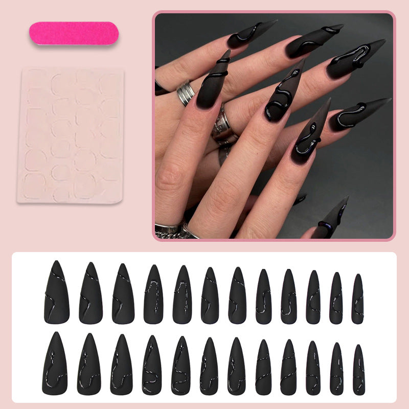 Artificial nail set with stylish geometric designs Stornfield