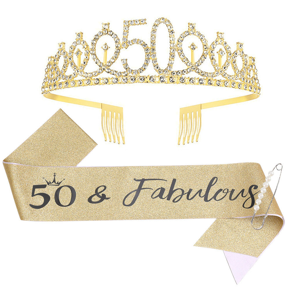 Ladies Sparkling Tiara with personalized 80th Birthday Inscription Stornfield