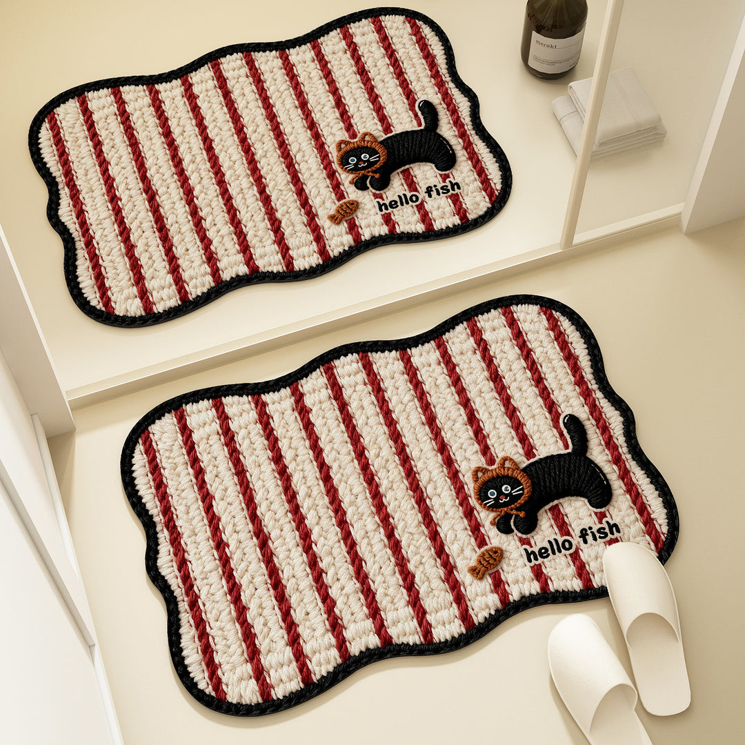 Bear-Shaped Plush Bath Mat for Bathroom