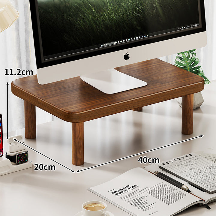 Compact Solid Wood Monitor Riser Stand with Four Round Legs
