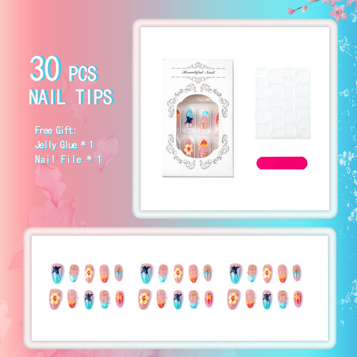 Artistic Ocean-Inspired Press-On Nails
