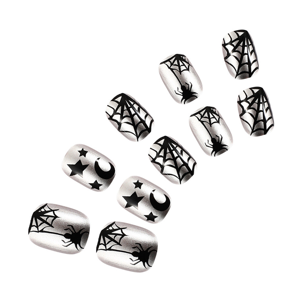 Spiderweb-Themed Press-On Nail Art Set Stornfield