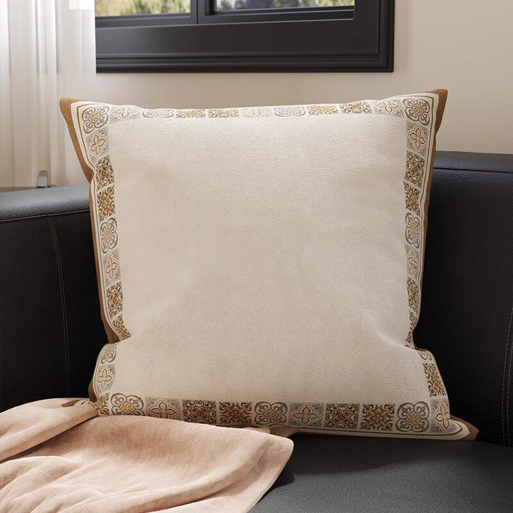 Botanical Sketch Velvet Square Throw Pillow Cover with Zebra-Trim Hidden Zipper