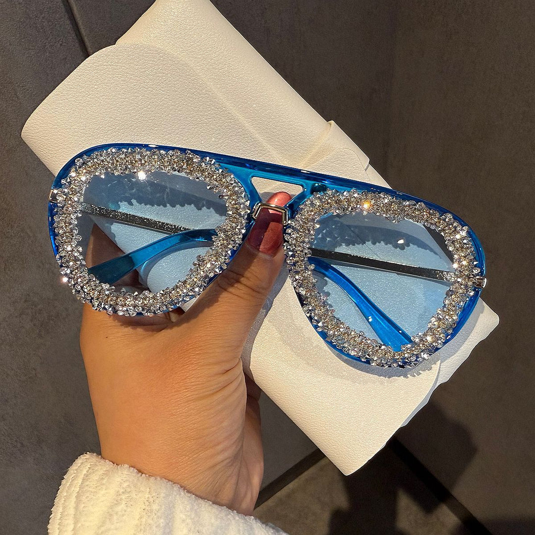 Women's extravagant heart-shaped sunglasses with sparkling rhinestone frame Stornfield