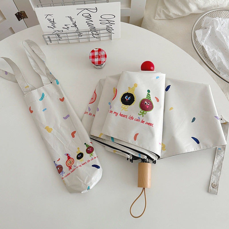 Women Folding Umbrella with Playful Cartoon Designs Stornfield