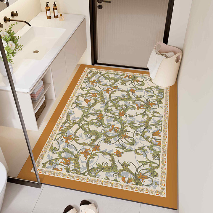 Floral Design Bathroom Mat