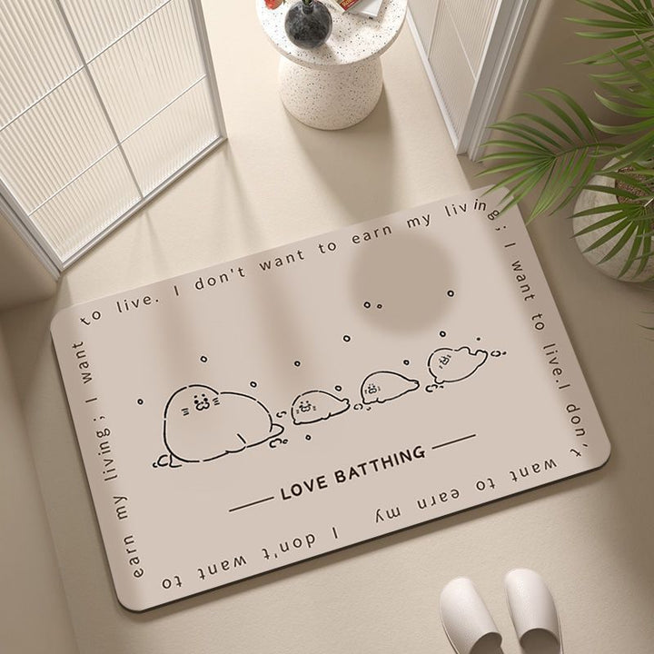 Cartoon Penguin-Themed Bath Rug