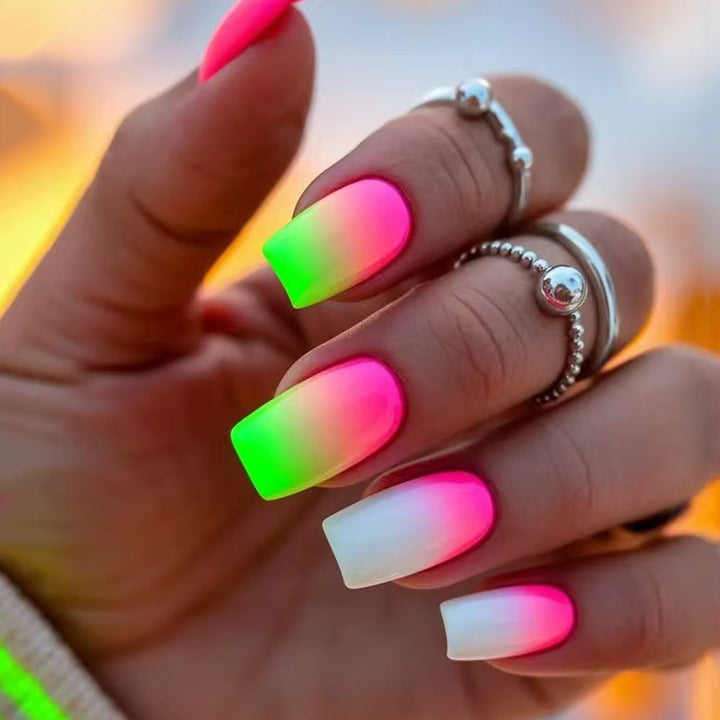 Creative Gel Nails with Neon Gradient Stornfield
