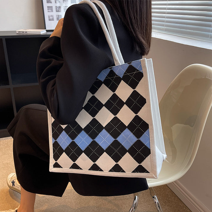 Elegant Checkered Pattern Tote Bag