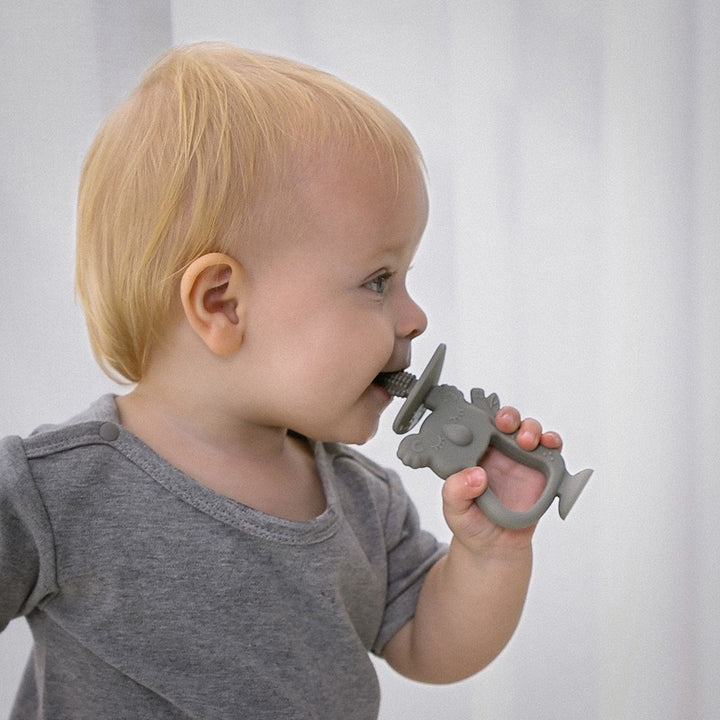 Silicone Koala Teether Pacifier with Ergonomic Handle and Safety Screw Attachment