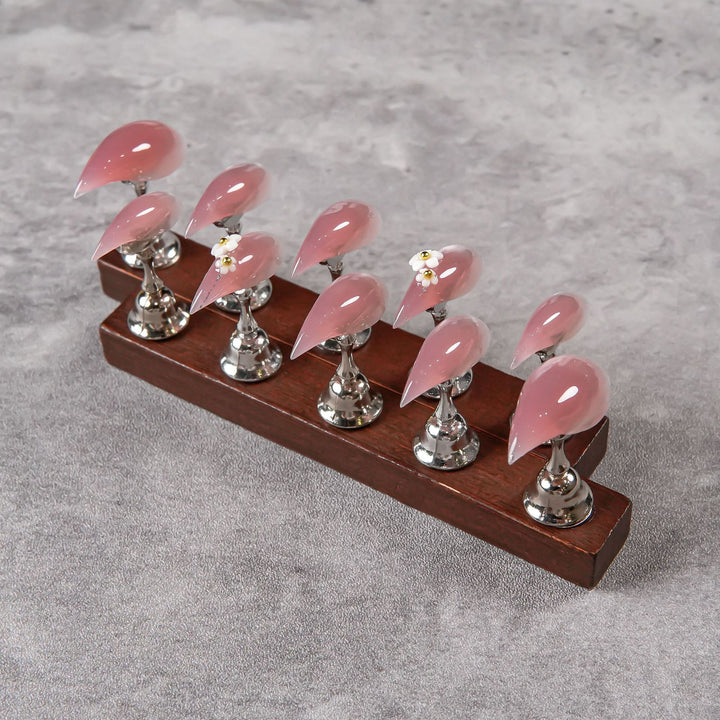 Elegant Stiletto Press-On Nail Set with Floral Embellishments