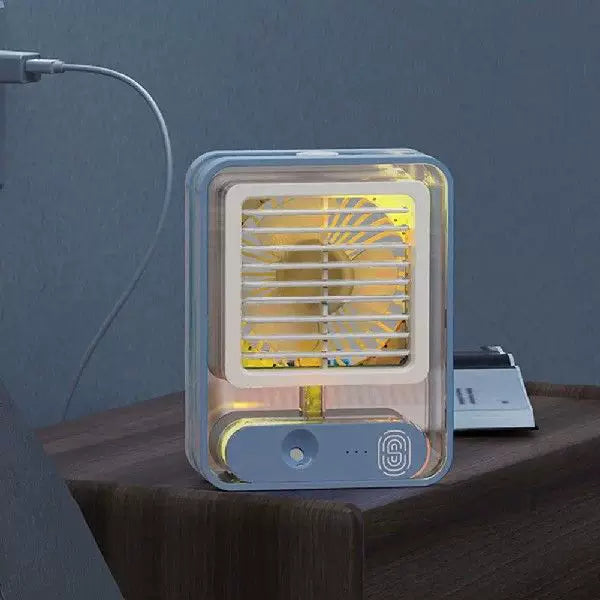 Unisex one size compact USB microclimate cooler and whisper-quiet table fan with transparent water tank and adjustable louver Stornfield
