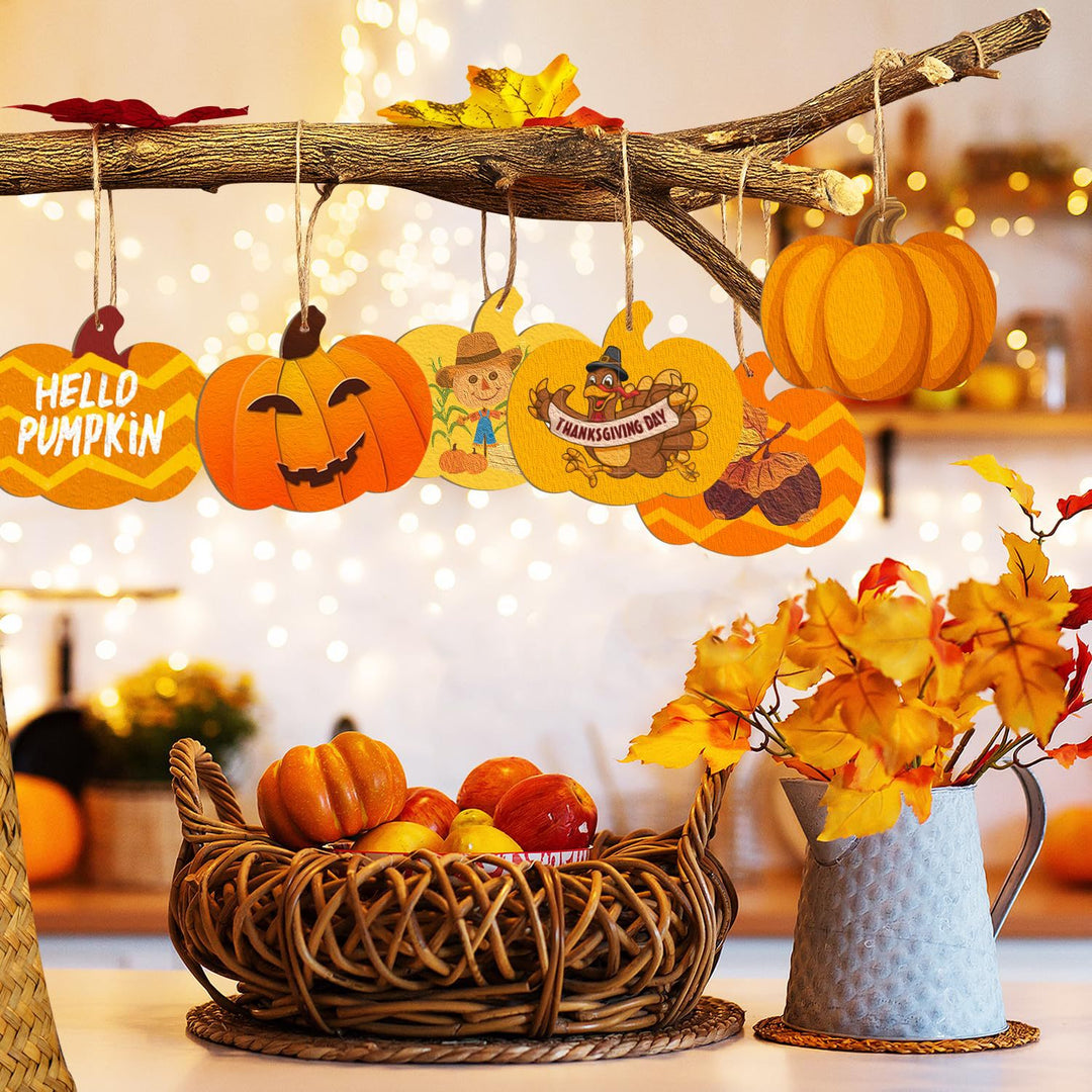 Multi-piece pumpkin-shaped wooden pendant craft set for painting
