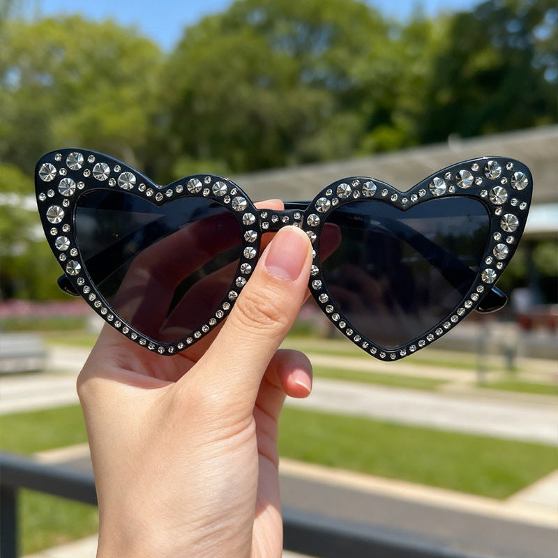 Rhinestone-Accented Heart-Shaped Sunglasses Stornfield