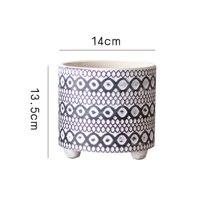 Decorative plant pot with geometric pattern Stornfield