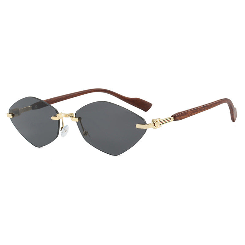 Women's geometric sunglasses with luxurious wooden arms and polarized lenses Stornfield