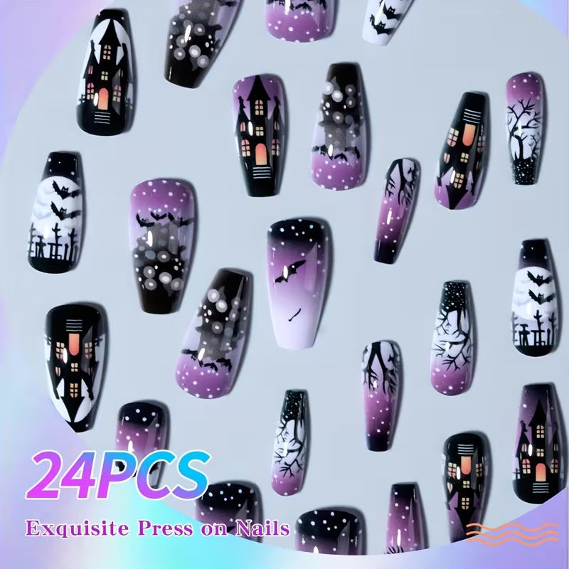 Artistic Halloween-Themed Press-On Nails Stornfield