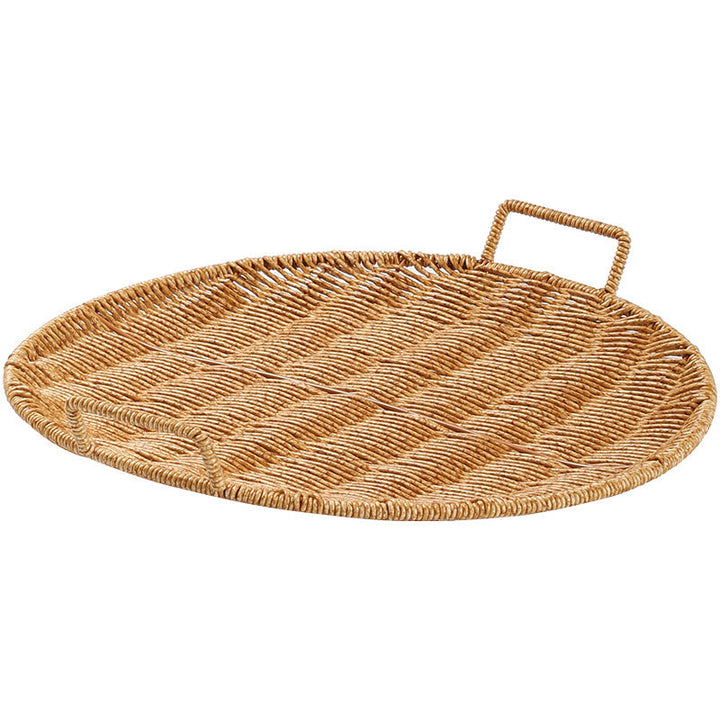 Handwoven Round Serving Tray with Ergonomic Handles Stornfield