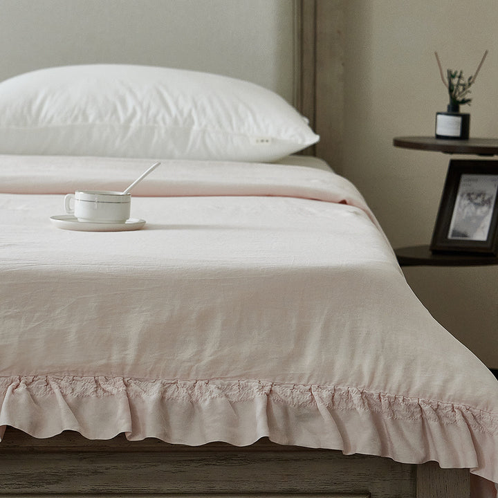 Decorative bed skirt with gathered ruffle and soft cotton blend
