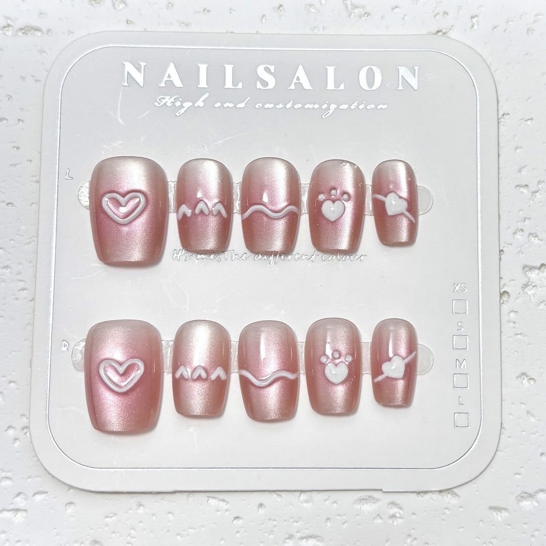 Customizable Heart and Paw Print Press-On Nails
