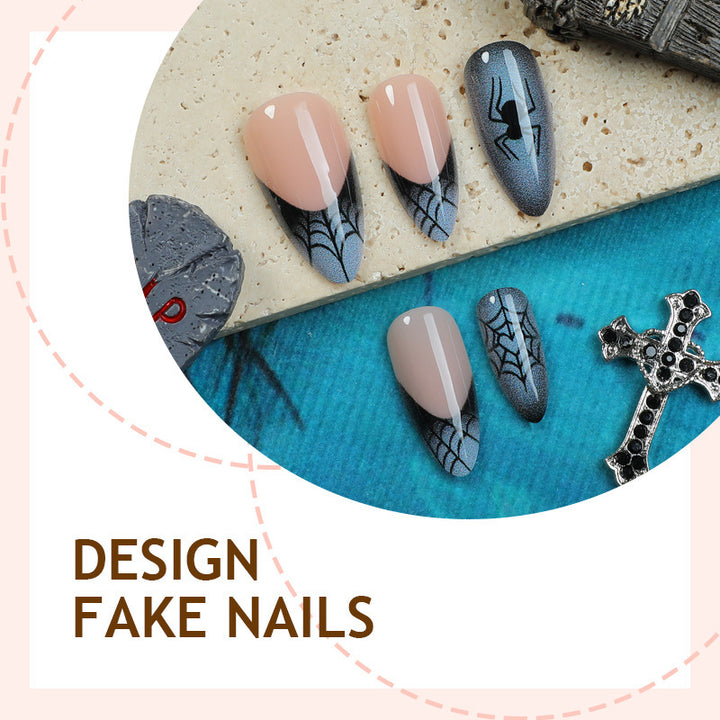 Acrylic Nail Set with Stylish Spider Design Stornfield