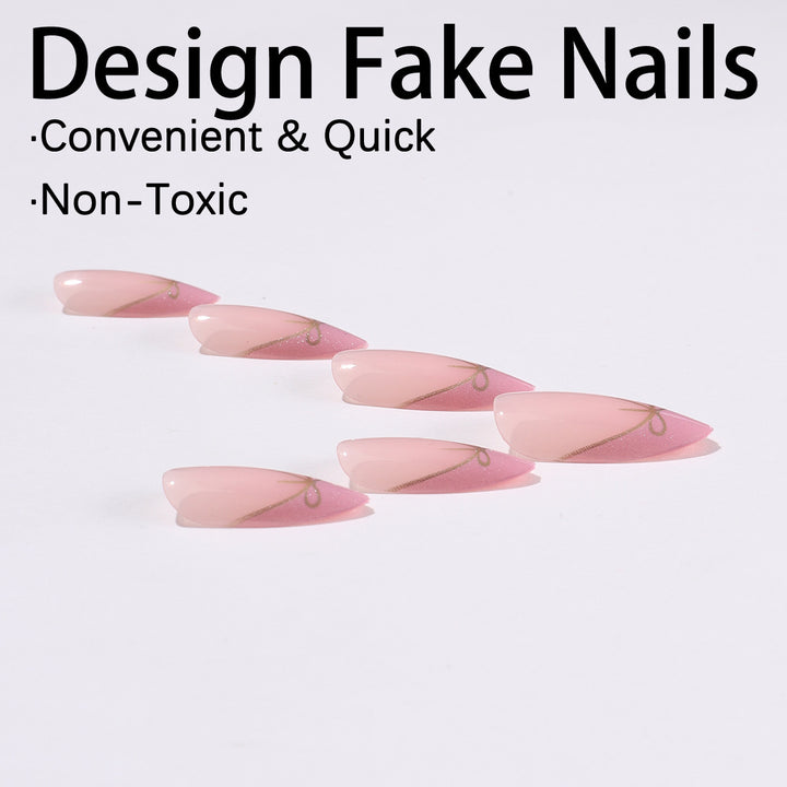 Artificial nail set with shimmering tips and elegant bows Stornfield