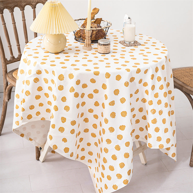 Rectangular tablecloth made of cotton-linen blend with embossed polka dot pattern and water-repellent surface Stornfield