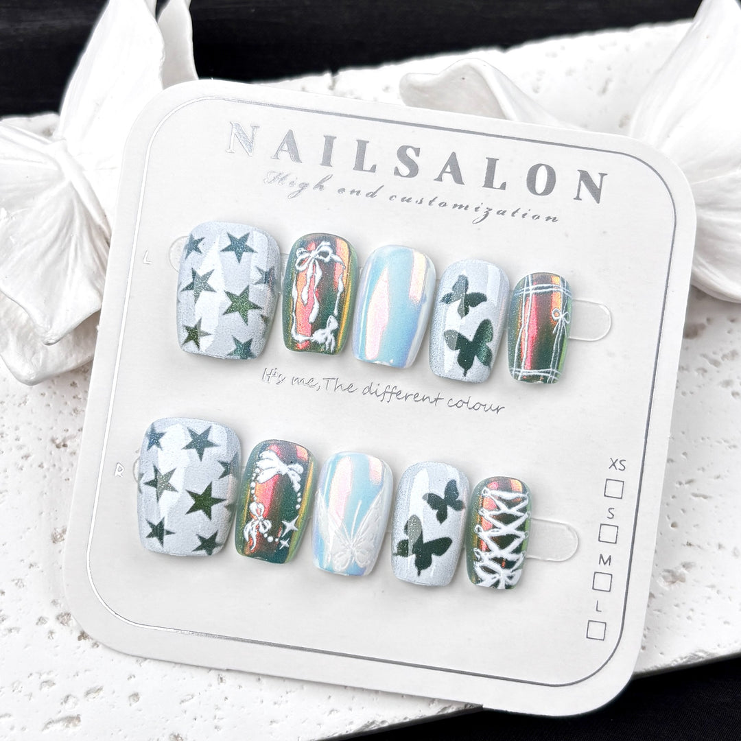 Customizable Butterfly-Themed Press-On Nail Set