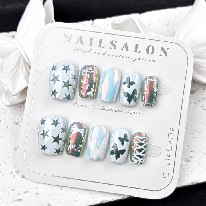 Customizable Butterfly-Themed Press-On Nail Set
