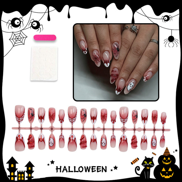 Halloween Fake Nail Set with spooky spider and ghost designs Stornfield