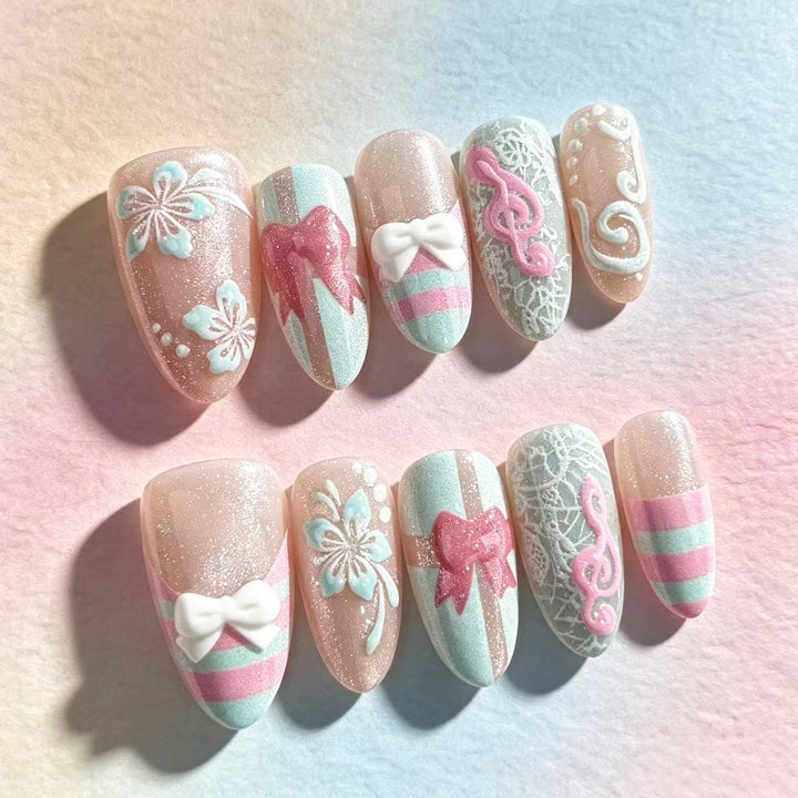 Tropical-Themed Artistic Press-On Nail Set