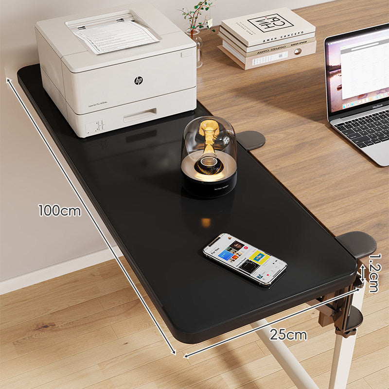 Clamp-On Adjustable Wooden Desk Side Shelf Extension with Foldable Bracket