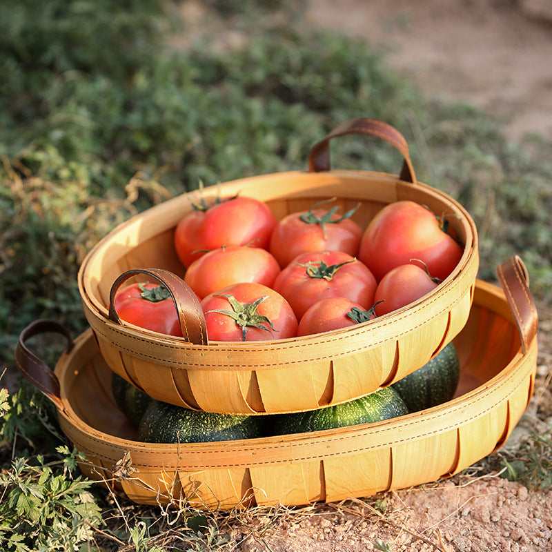 Unisex Handcrafted Basket with Leather Handles Stornfield