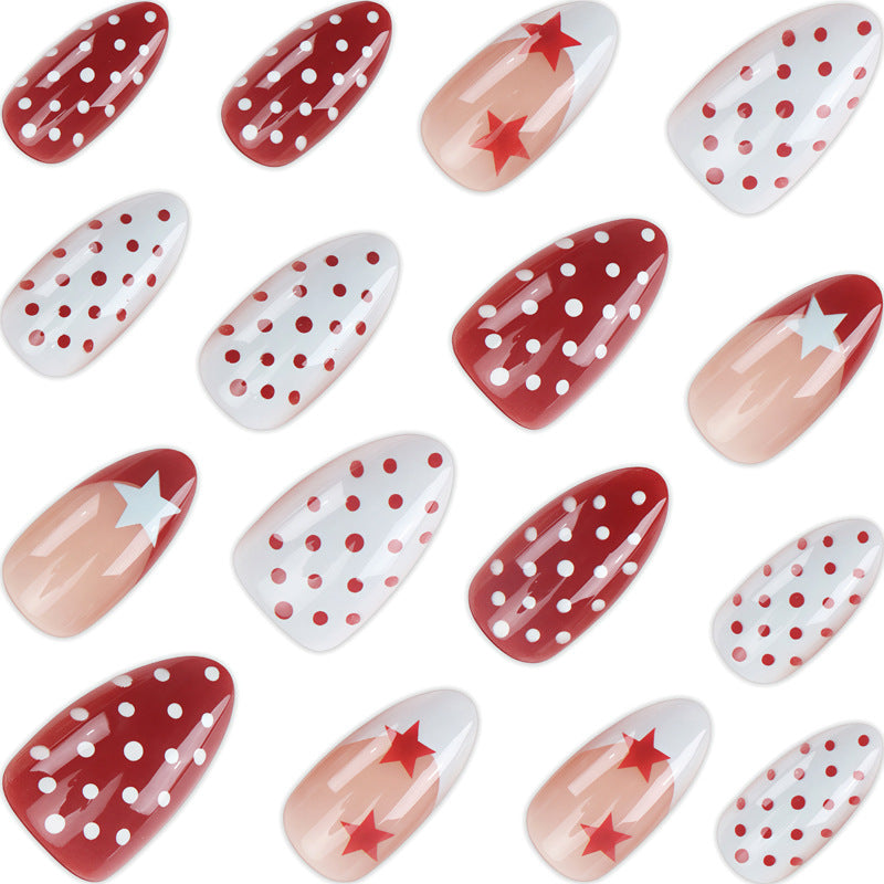 Artistic Press-On Nails with Star and Dot Designs Stornfield