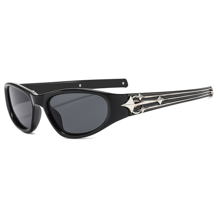 Fashion-Forward Shield Sunglasses with Decorative Frame Design Stornfield